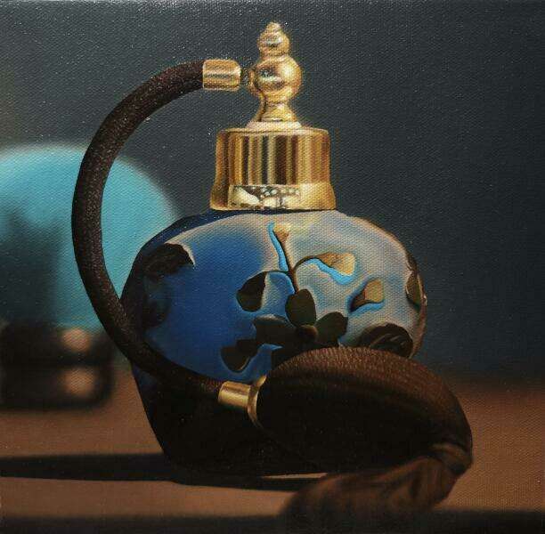 Perfume Bottle. Oil on canvas. 9 in. x 9.25 in.