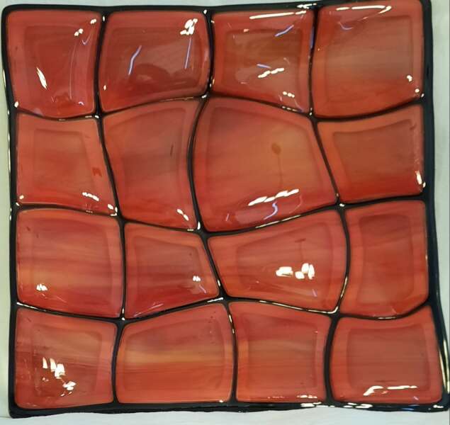 Fused Glass Art Piece: Retro Plate Orange