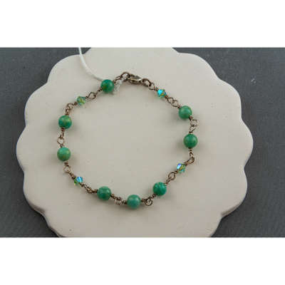 Bracelet - Wrapped Link Silver with Aventurine