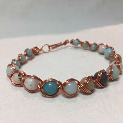 Bracelet - wire woven gemstones