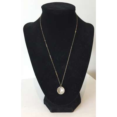 Necklace - Fine Silver Swirl with Cubic Zirconia