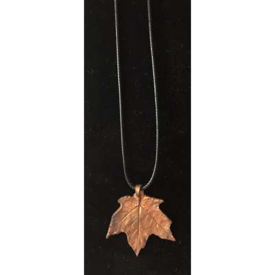 Necklace - copper leaf on waxed cotton cord