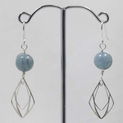 Earrings - Silver Iris with Aquamarine