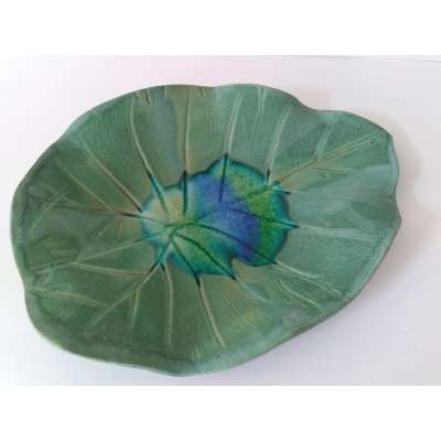 Green Leaf Dish with Glass