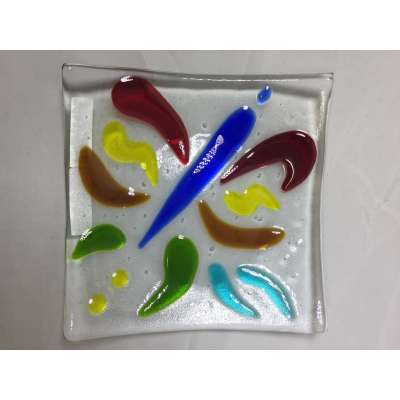 Fused glass plate - Abstract
