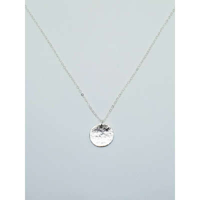 Necklace - Sterling Silver Hammered Disc