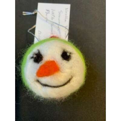 Needle Felted Snowman Face Ornament