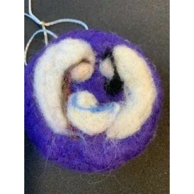 Felted Wool Mary, Joseph and Baby Ornament