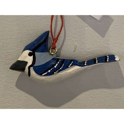 Hand-Carved Wood Blue Jay