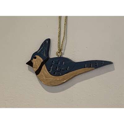 Hand-Carved Wood Blue Jay