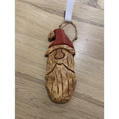 Hand-Carved Wood Santa Face