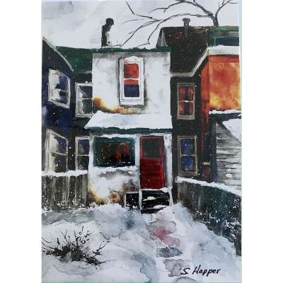 Christmas Greeting Card - Red Green House