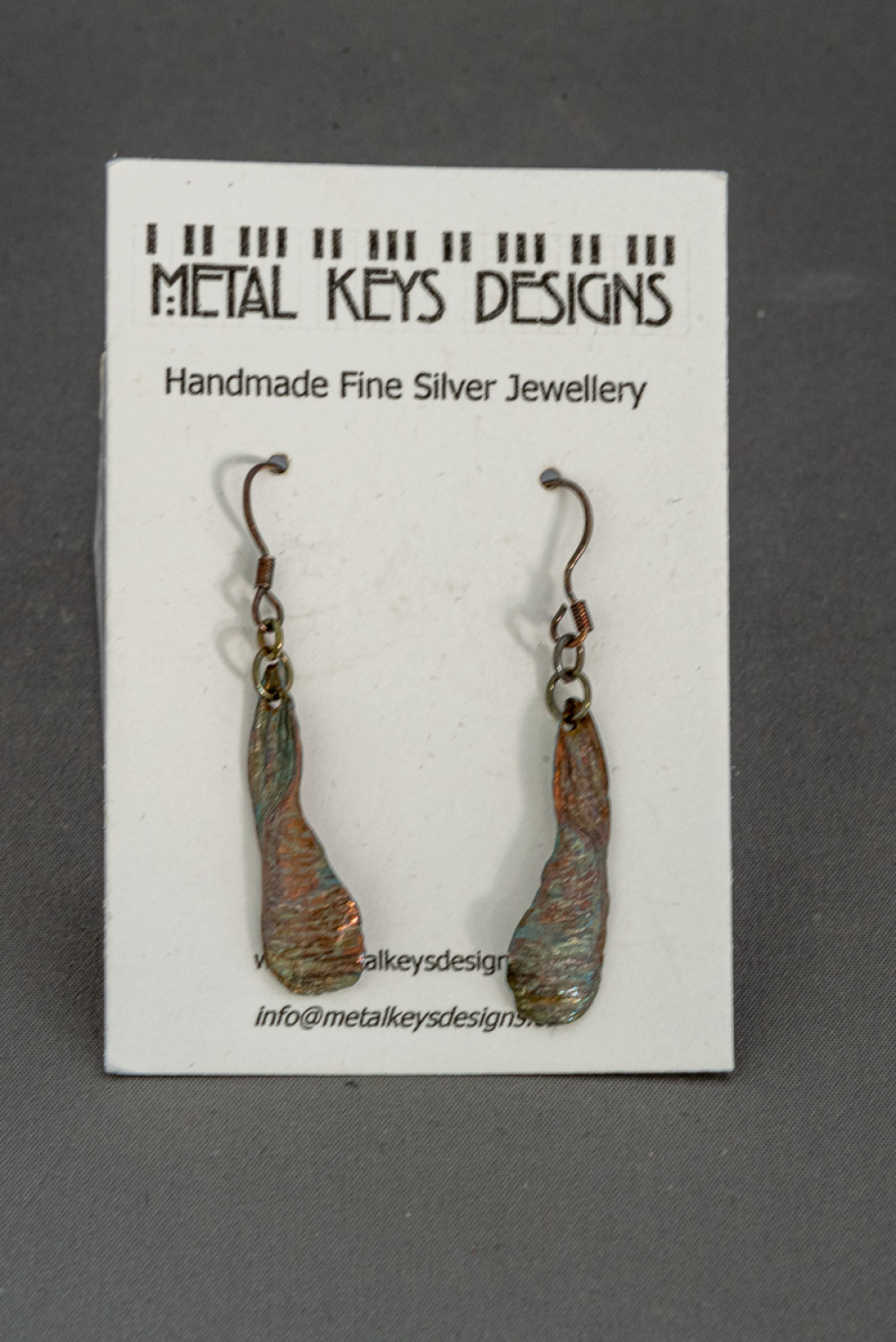 Earrings - Oxidized Silver Maple Keys