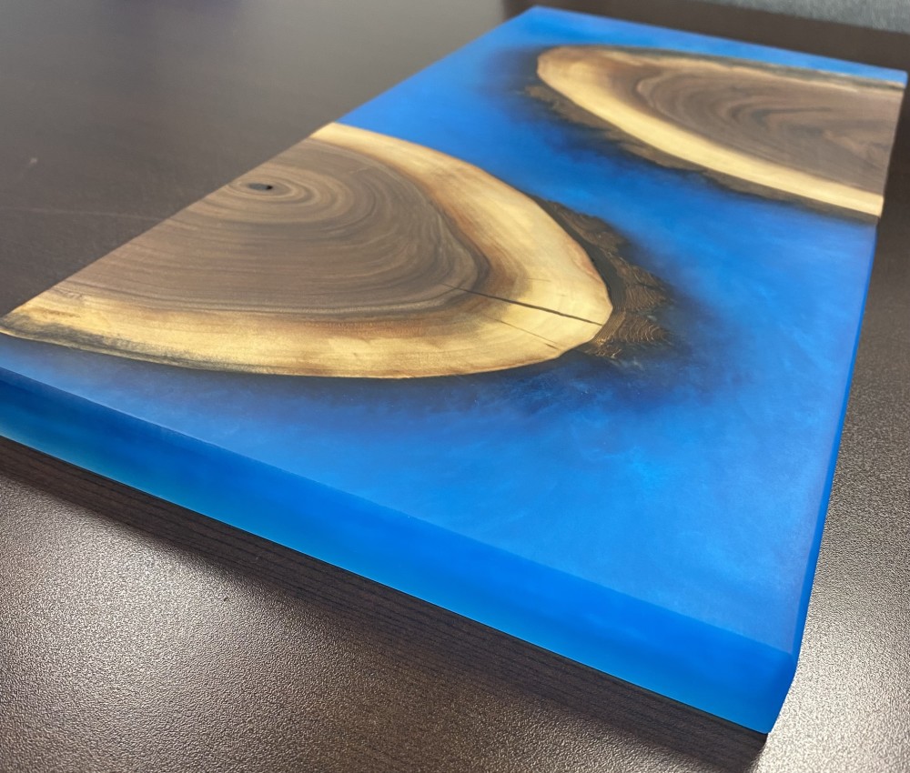 Charcuterie Board - Walnut and Blue Resin