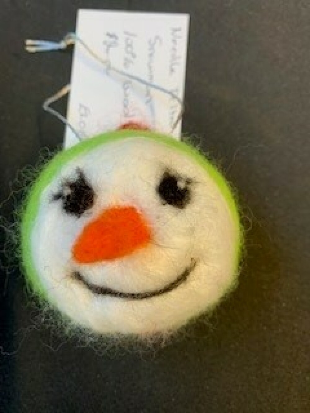 Needle Felted Snowman Face Ornament