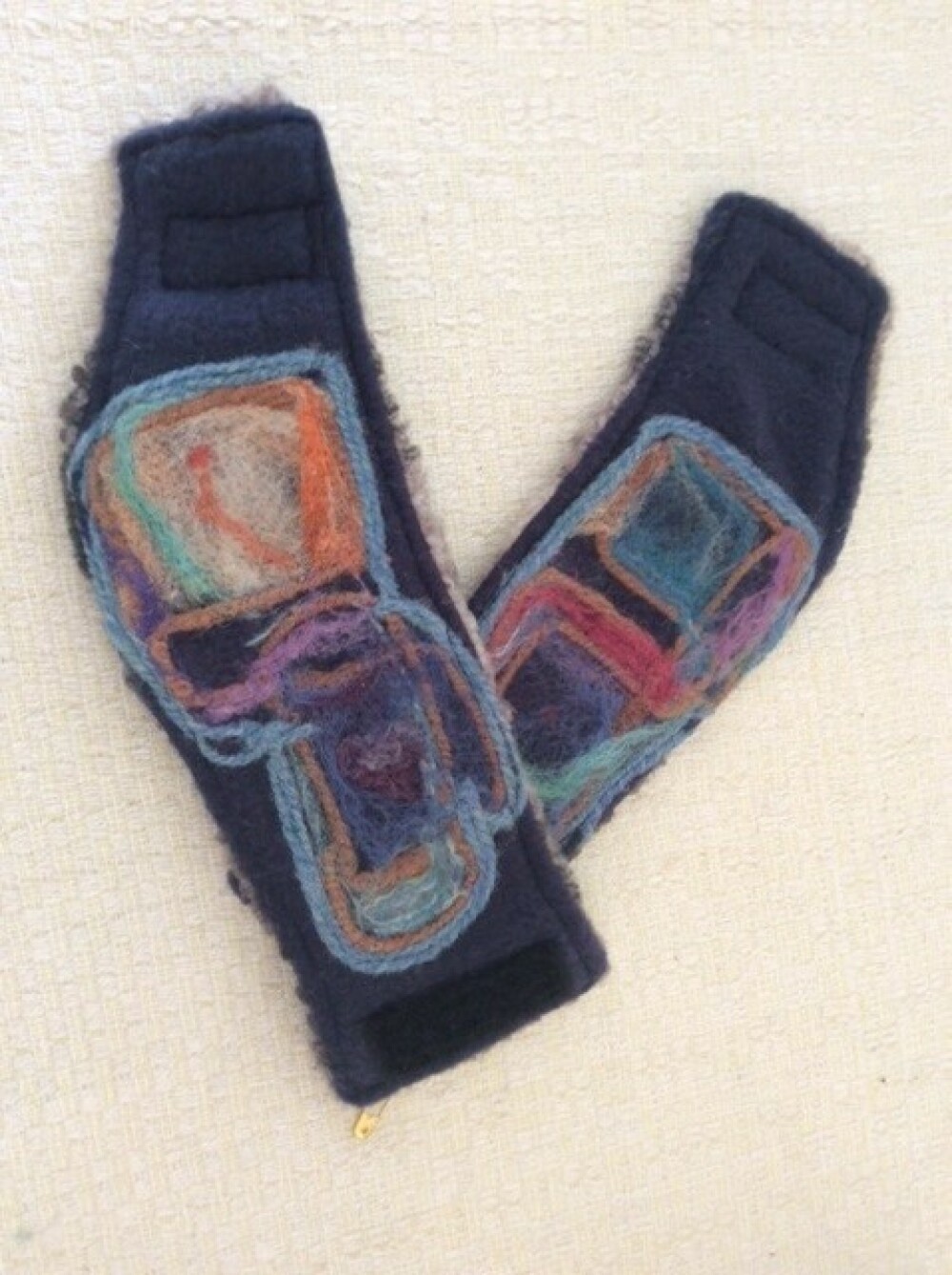 Fleece Wrist Warmer, with felted wool accents