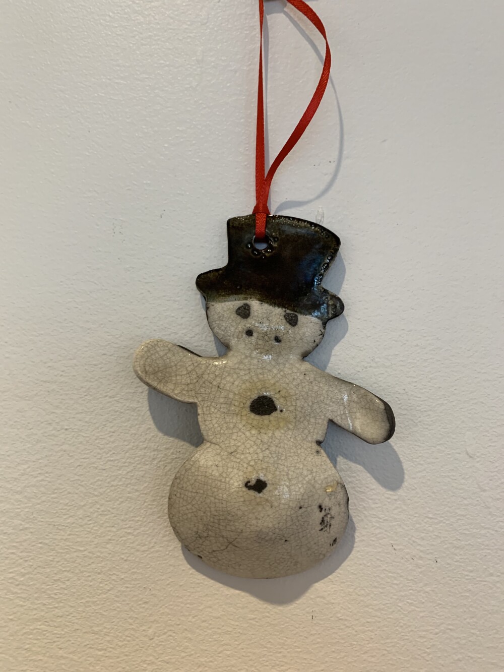 Frosty Snowman - Raku Pottery Ornament