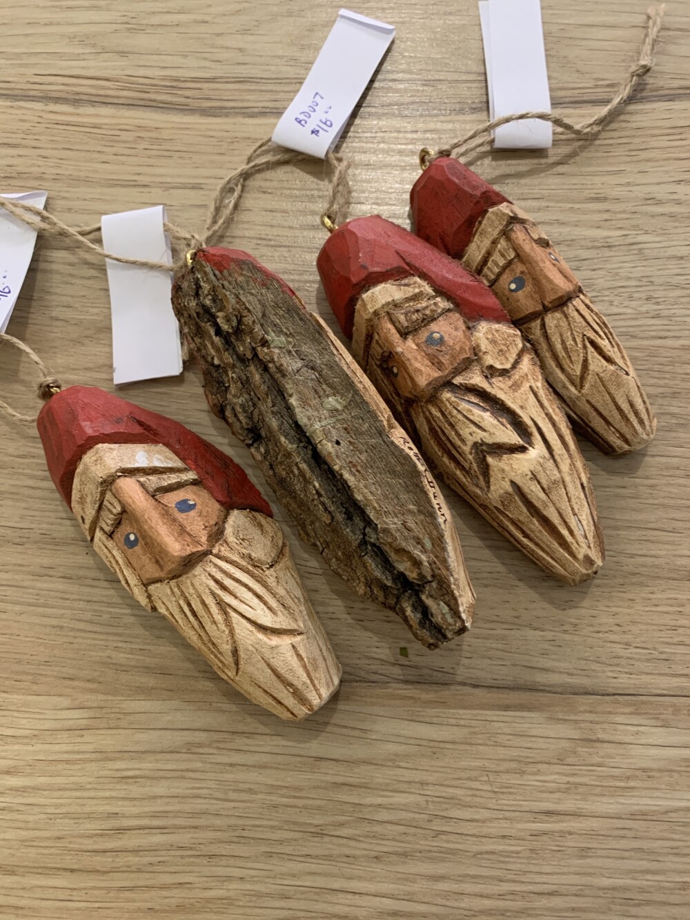 Hand-Carved Wooden Santa Face