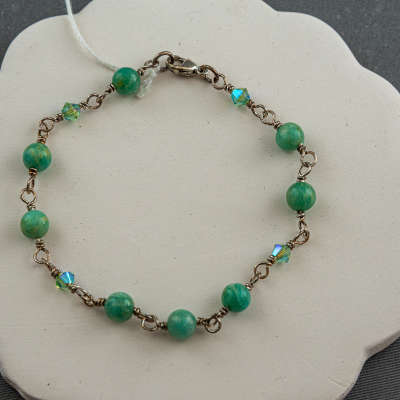 Bracelet - Wrapped Link Silver with Aventurine