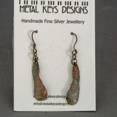 Earrings - Oxidized Silver Maple Keys