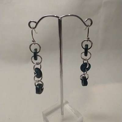 Earrings - silver and bamboo rings