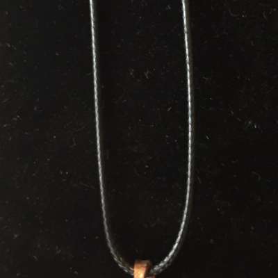 Necklace - copper leaf on waxed cotton cord