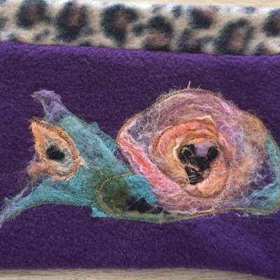 Handi Pouch - Purple Fleece with Rose