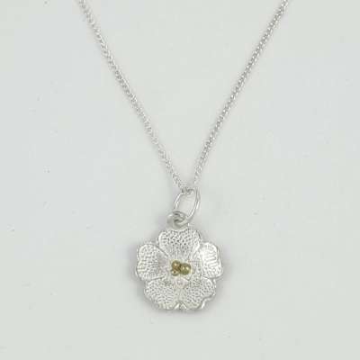 Necklace - Small Floral Blossom with 22K Gold Accent
