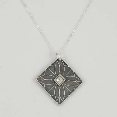 Necklace - Art Deco Square with Cubic Zirconia