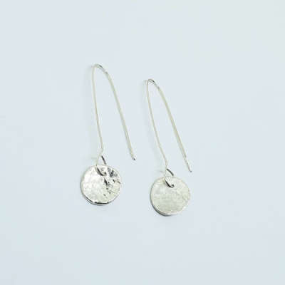 Earrings - Sterling Silver Hammered Disc