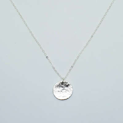 Necklace - Sterling Silver Hammered Disc