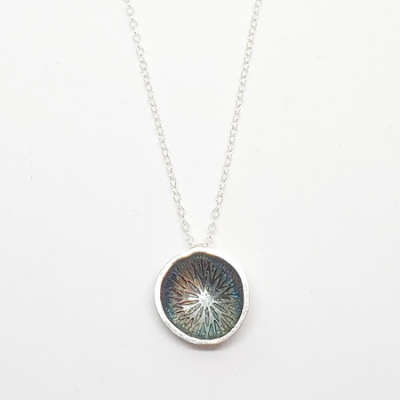 Necklace - Oxidized Fine Silver Dome