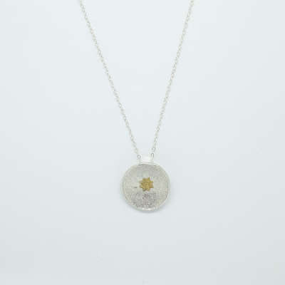 Necklace - Fine Silver Dome with 22k Gold