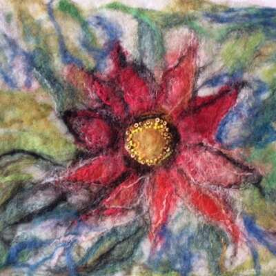 Poinsettia, Felted Wall Hanging