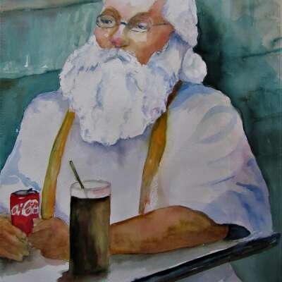 Santa Takes a Break - Original Watercolour Painting