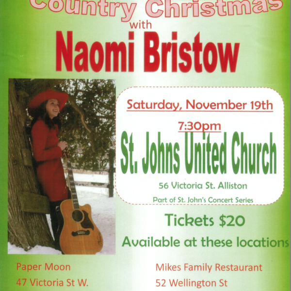 Country Christmas with NAOMI BRISTOW ~ Saturday, November 19th at 7:30pm