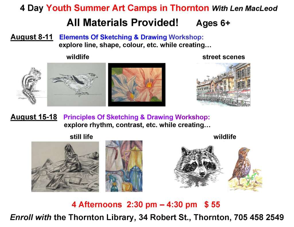 4 Day Youth Summer Art Camps in Thornton With Len MacLeod