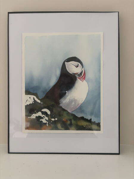 Sad Face Puffin - Watercolour