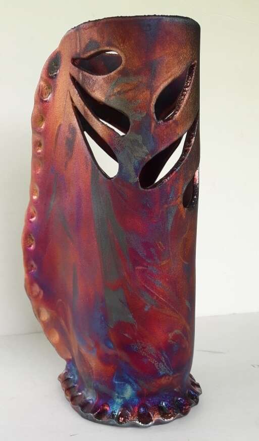 Raku Copper Rainbow vase
