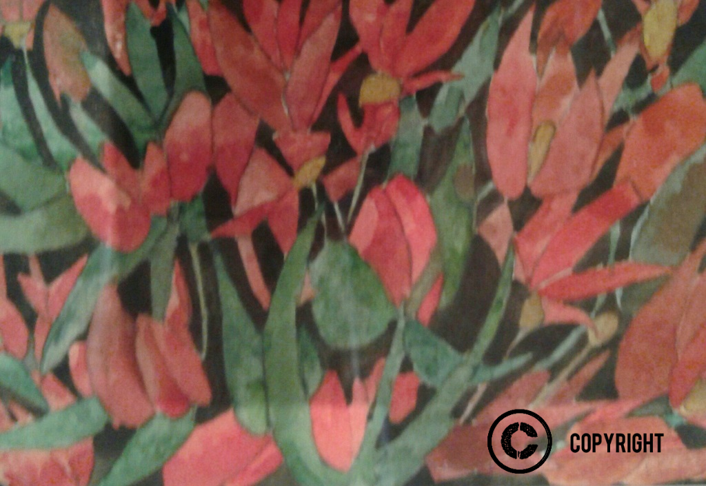 Dragon Wing Begonias (watercolour) 5" x 7" (17" x 15" framed) $250