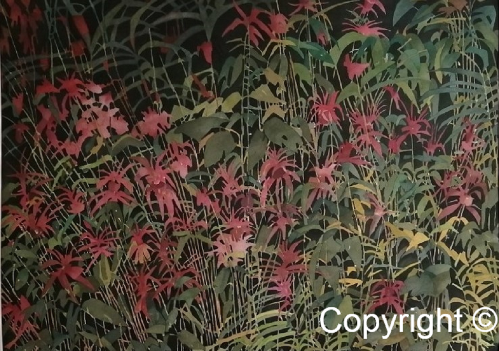 Bee Balm, Watercolour, 29" x 21" (38.25" x 31.75" framed) $2600.00