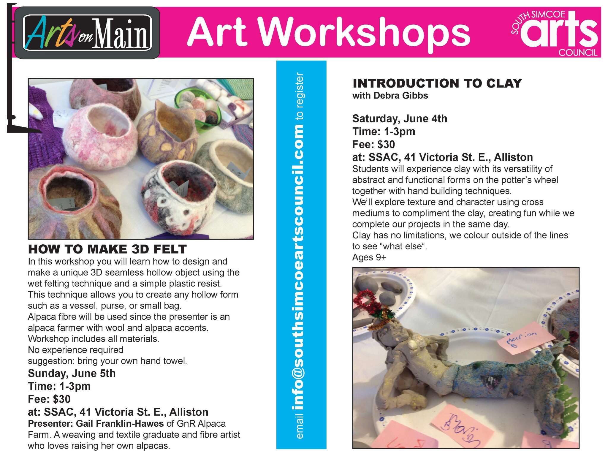 Clay and Felting Workshops