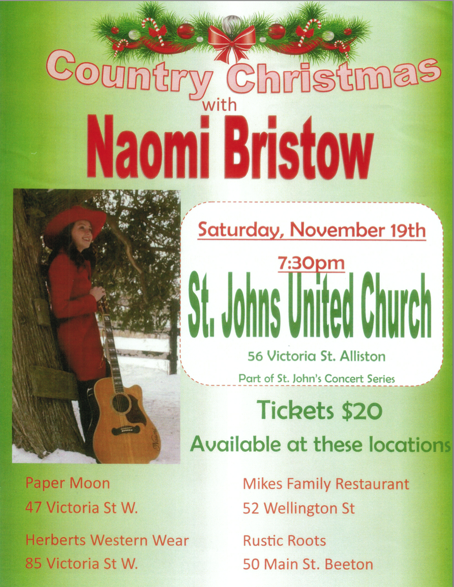 Country Christmas with NAOMI BRISTOW ~ Saturday, November 19th at 7:30pm