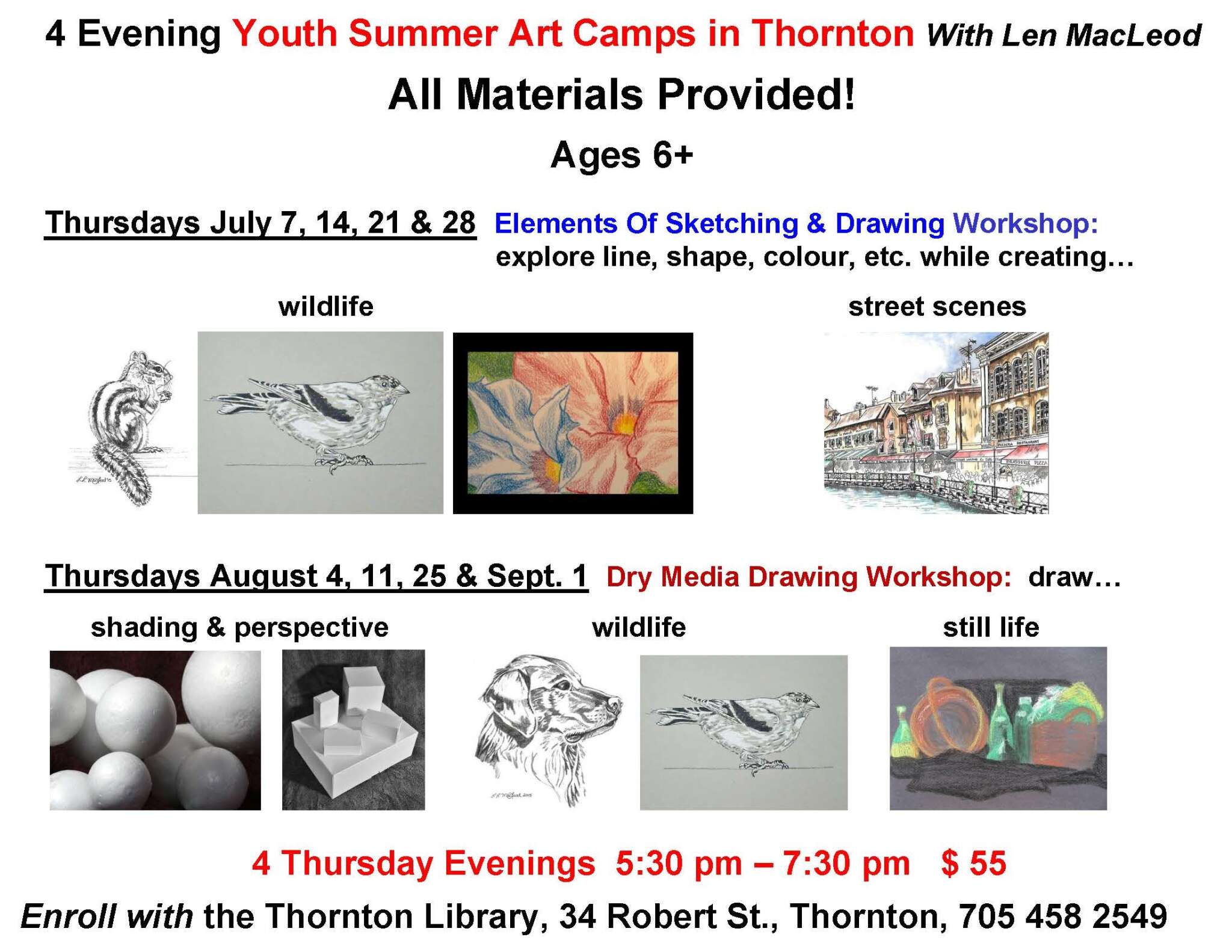 Summer Art Camps with Len MacLeod - 4 Evening Youth Summer Art Camps in Thornton