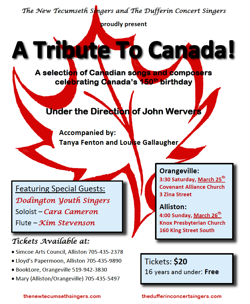 MARCH 25th & 26th ~ A TRIBUTE TO CANADA!
