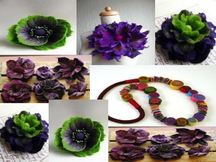 HOW TO MAKE FELTED FLOWERS AND BEADS by Gn